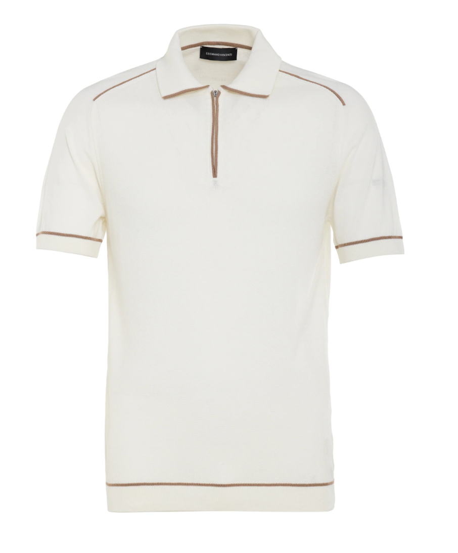 Ekru Prato Knit Quarter Zip Polo