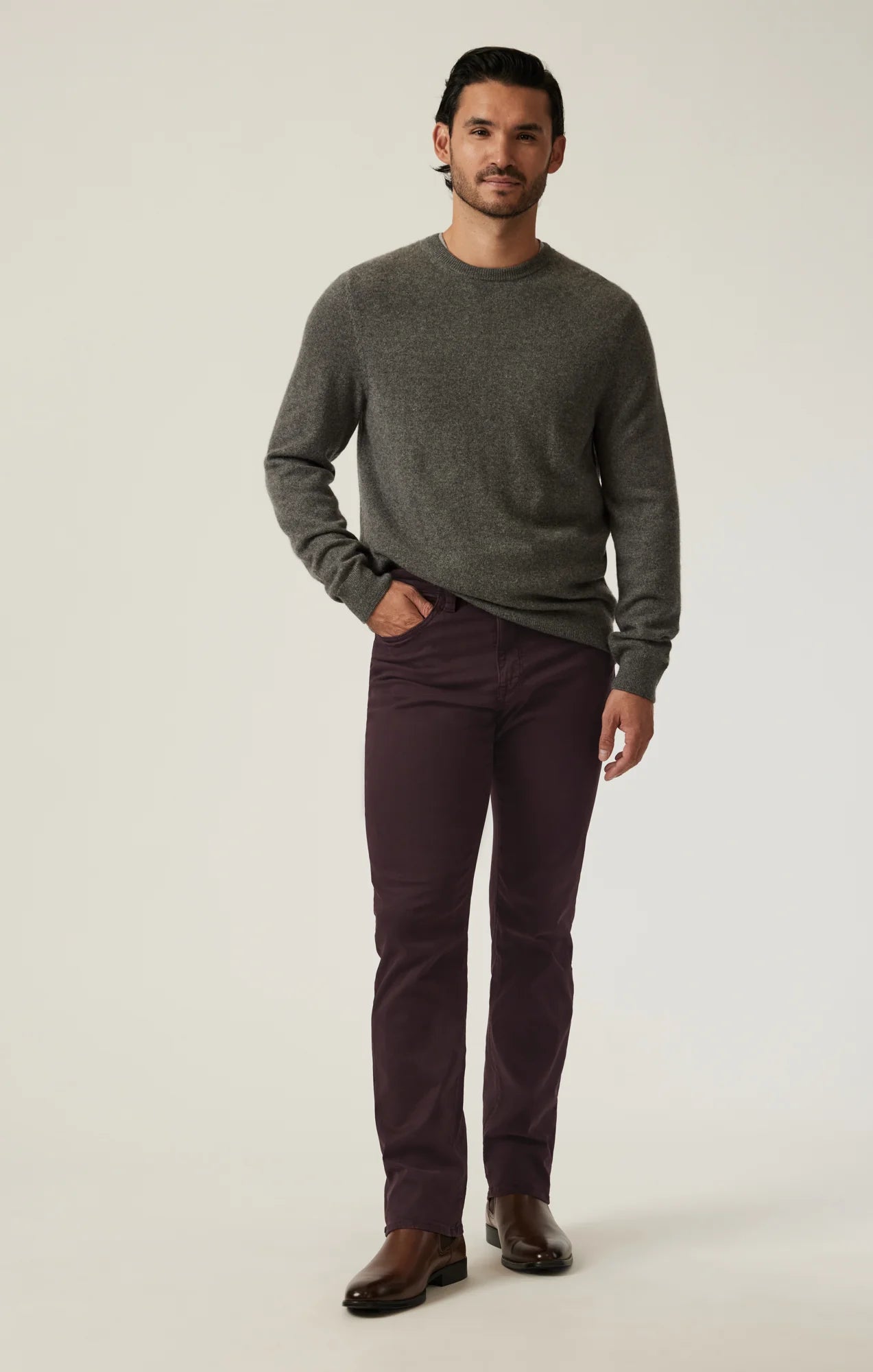 Charisma Relaxed Straight Pant Burgundy Twill